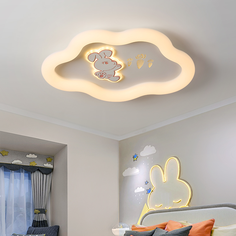 兒童房吸頂燈現代簡約房間燈北歐創意兔子男孩女孩臥室吸頂燈X1