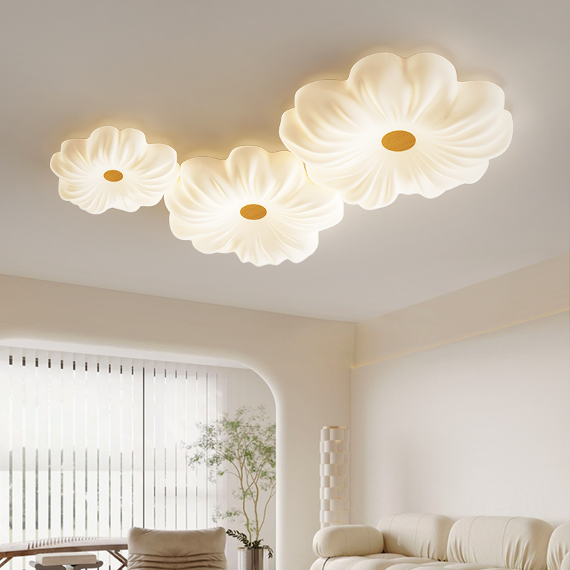 客廳燈吸頂燈具現代簡約奶油風花朵花瓣主臥室燈溫馨餐廳兒童房燈