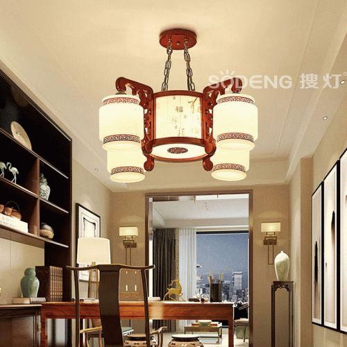 中式木藝餐廳 走廊/過道/玄關拉絲垂吊中式吊燈