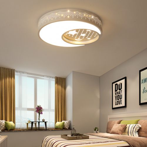 臥室燈簡約現代圓形創意兒童房led吸頂燈溫馨浪漫房間燈