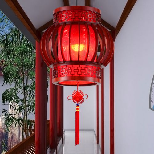 中式木藝仿羊皮客廳 餐廳噴漆磨砂中式吊燈