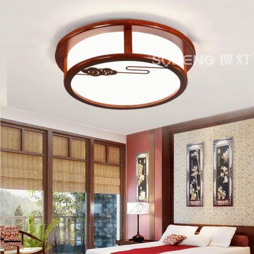 中式木藝客廳 書房/臥室鏤空雕花中式吸頂燈