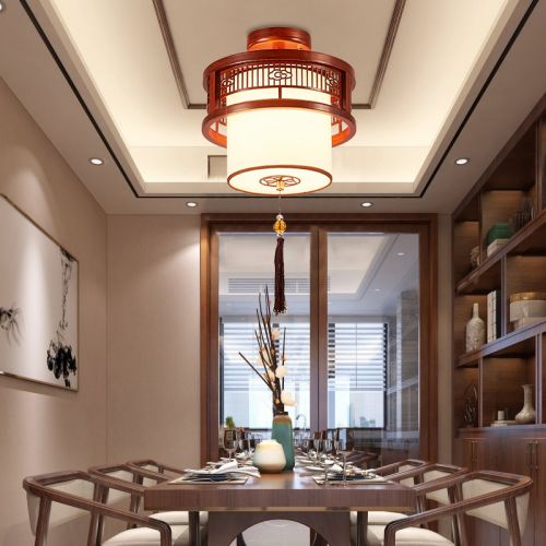 中式木藝 亞克力餐廳 書房/臥室雕刻中式吊燈