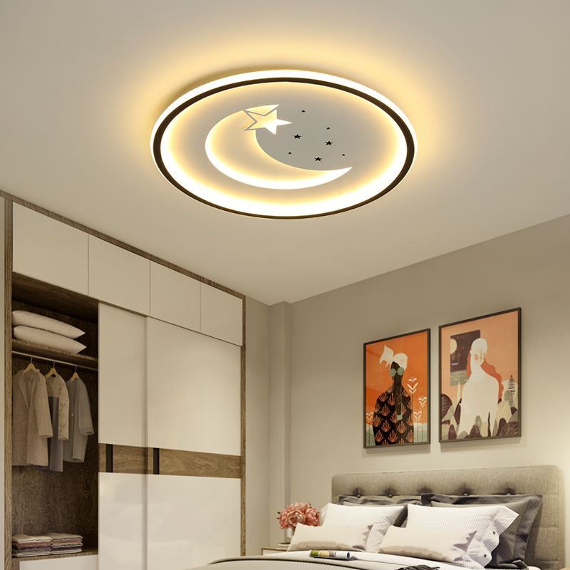 2021現代簡約創意星月鐵藝鋁材LED臥室吸頂燈