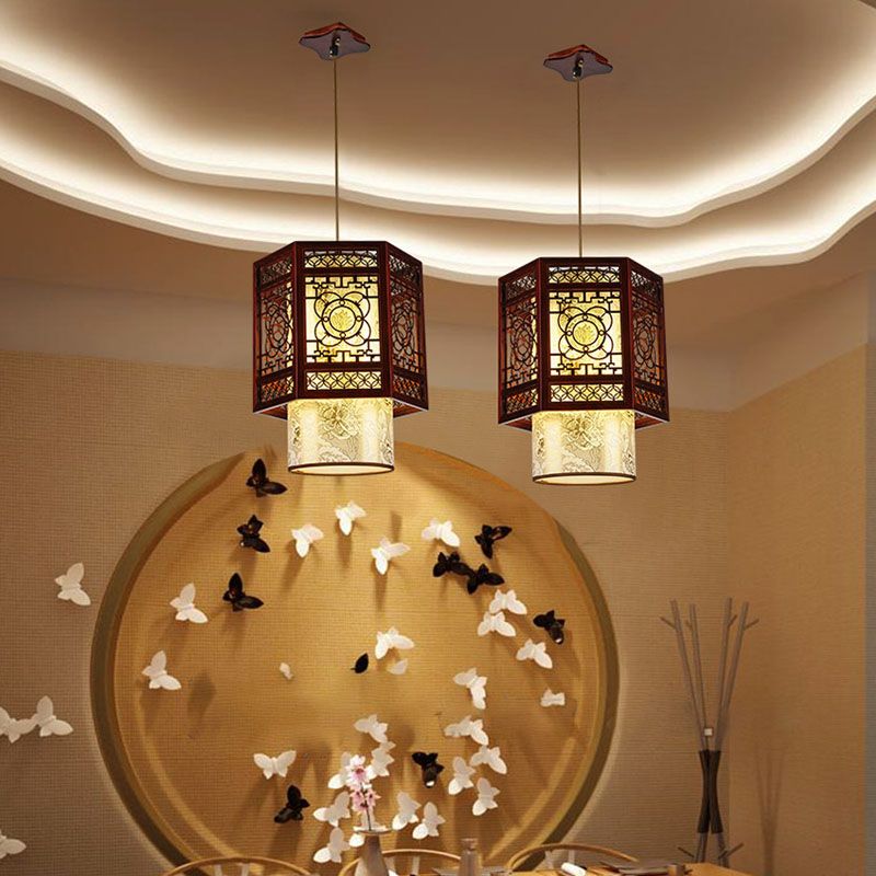 中式仿古實木燈籠燈茶酒樓餐廳走廊陽台飯店單頭小吊燈具
