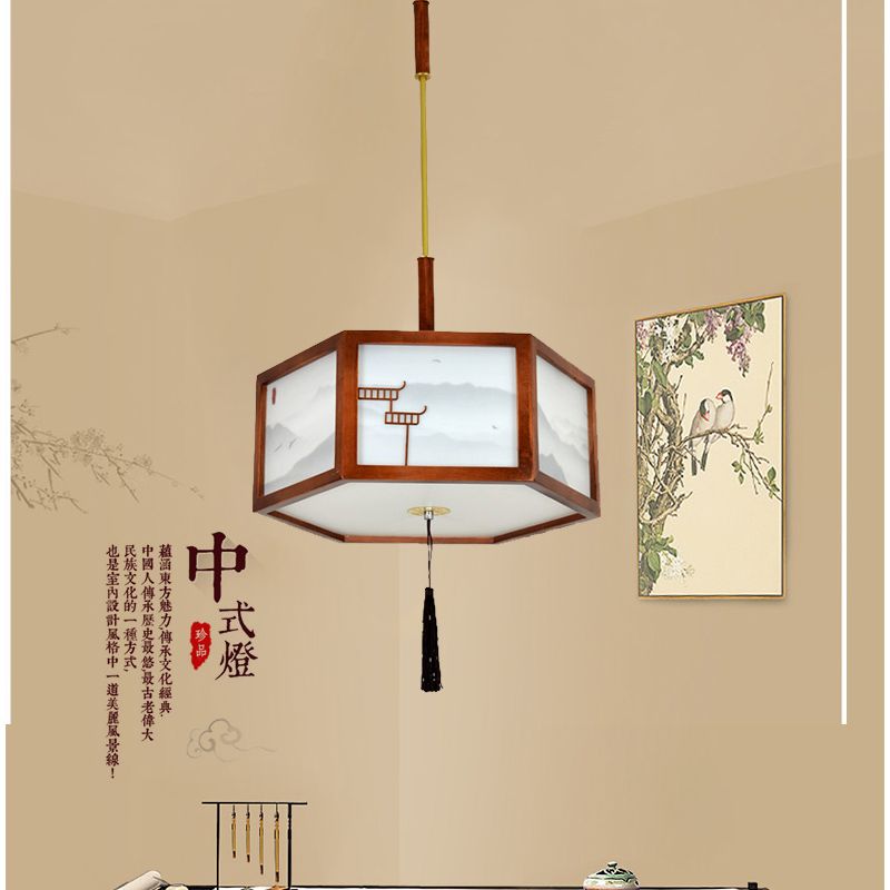 新中式簡約禪意木藝燈籠茶樓書房玄關餐廳廊道民宿陽台裝飾吊燈具