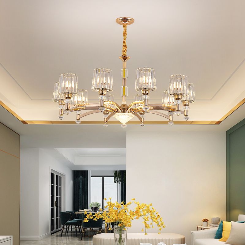 美式輕奢水晶吊燈現代簡約餐廳臥室燈大氣家用大廳雙層高檔客廳燈