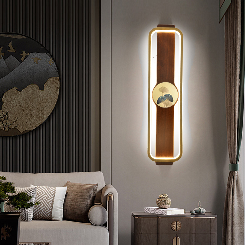 新中式木藝禪意臥室床頭裝飾燈具LED書房壁燈