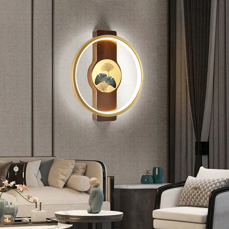新中式木藝禪意臥室床頭裝飾燈具LED書房壁燈