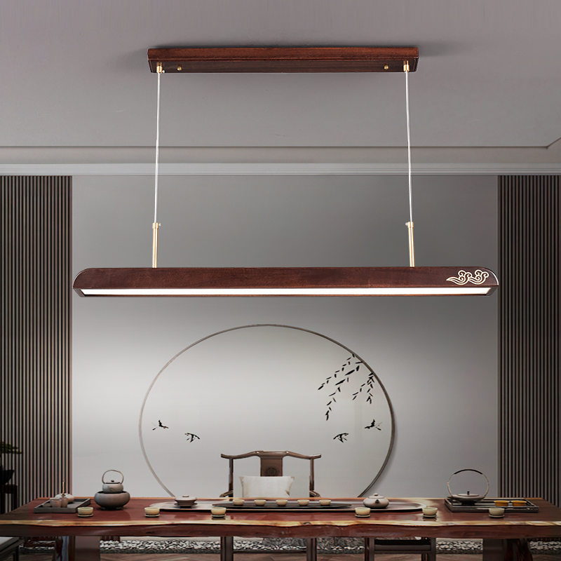 新中式木藝客廳餐廳臥室銅木吊燈