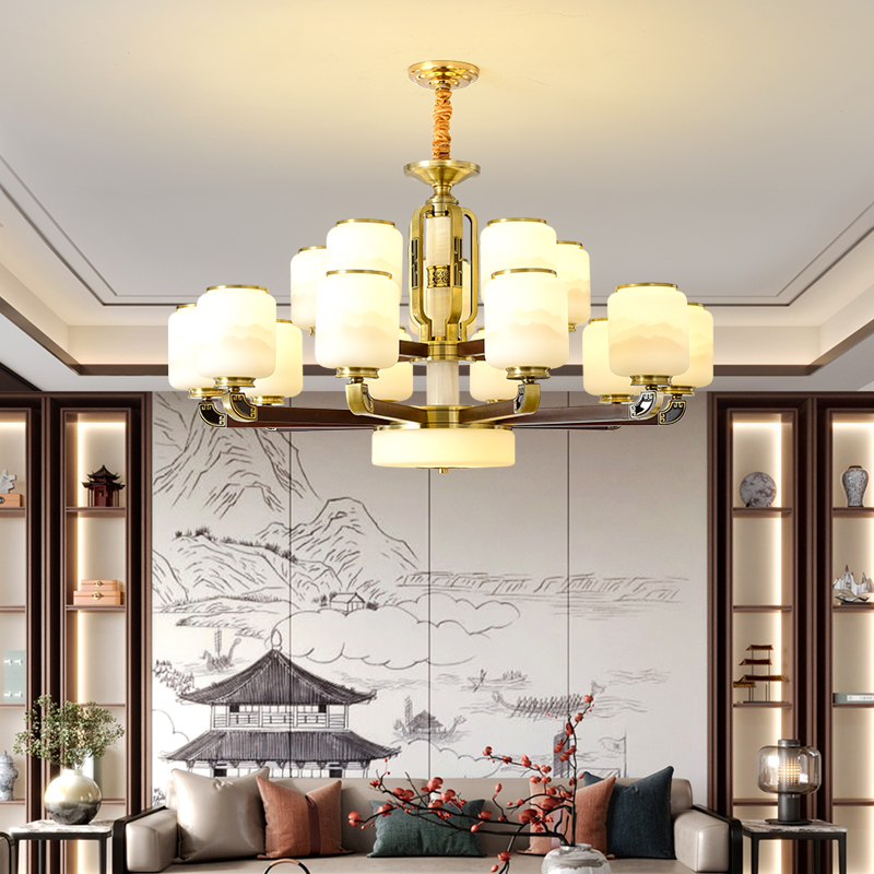 新中式吊燈鋅合金客廳餐廳燈中國風茶樓別墅家用臥室燈