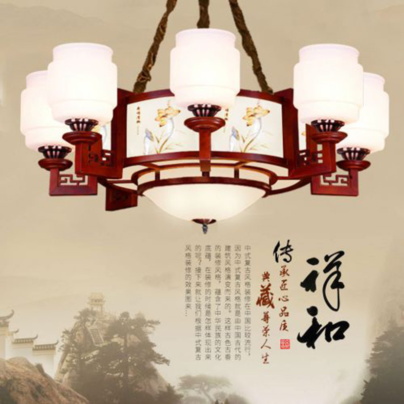 中式木藝餐廳 走廊/過道/玄關拉絲垂吊中式吊燈