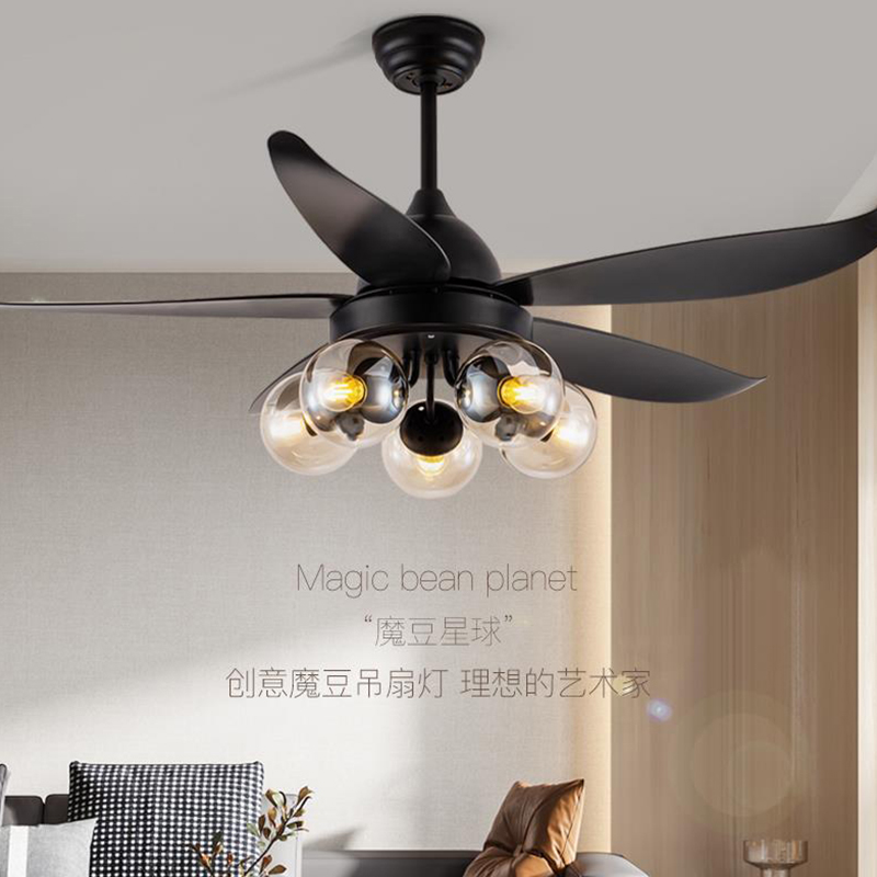 魔豆風扇燈吊扇燈簡約現代大風力客廳餐廳臥室美式帶電風扇的吊燈