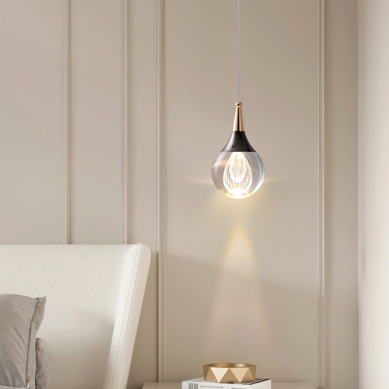 主臥室床頭吊燈現代簡約輕奢餐廳燈設計感長線小吊燈客廳背景牆燈