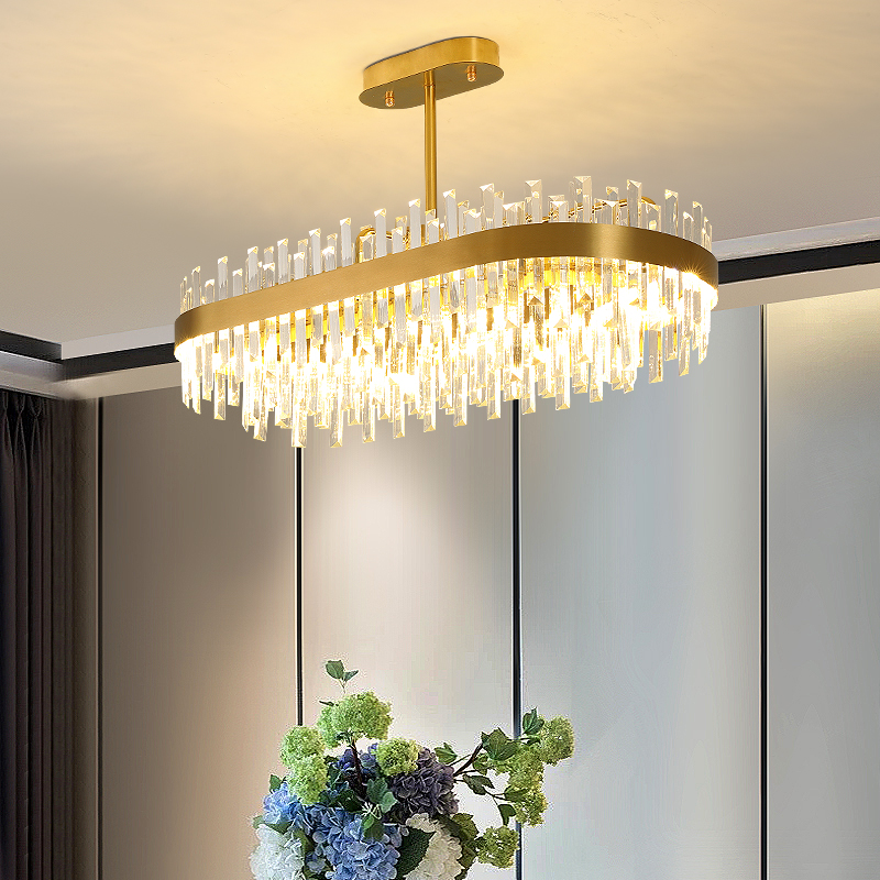 家用水晶客廳餐廳組合吊燈簡約輕奢大氣主臥房間燈新款套餐燈具