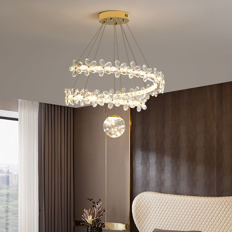新款輕奢水晶客廳吊燈高端大氣智能餐廳燈個性創意臥室燈具