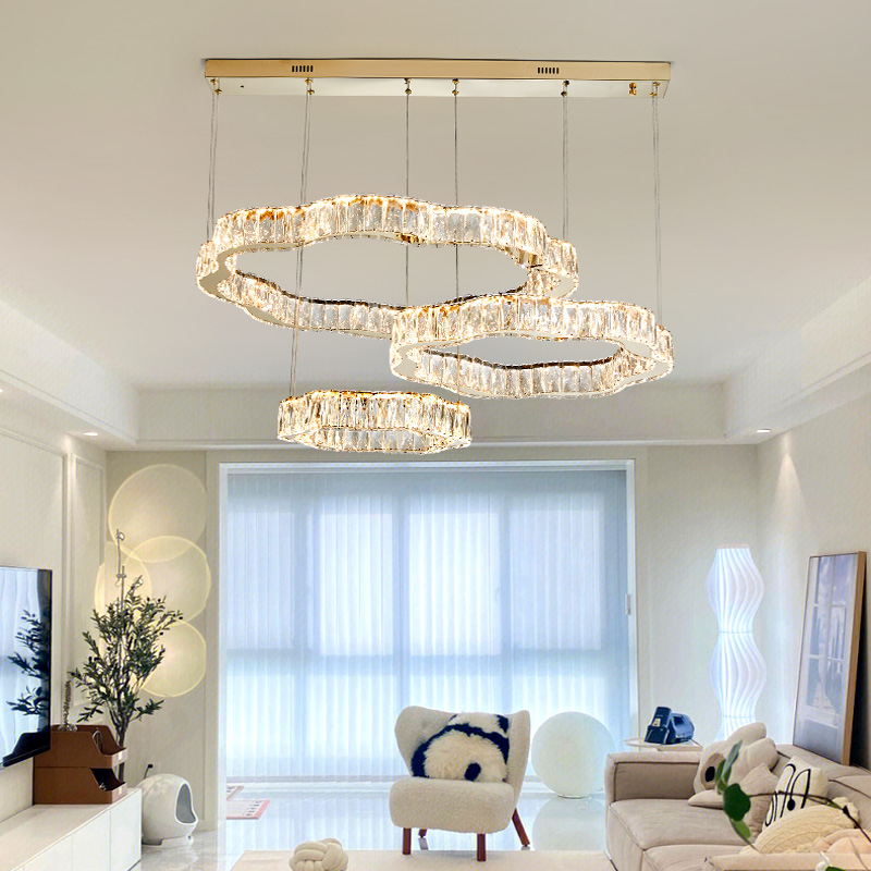 輕奢客廳燈水晶吊燈新款現代簡約臥室房間創意花形餐廳燈具