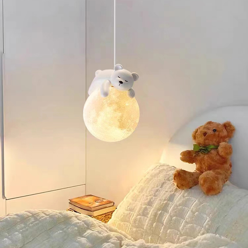 北歐奶油風個性創意臥室床頭吊燈男女孩房間燈門廳過道卡通動物燈