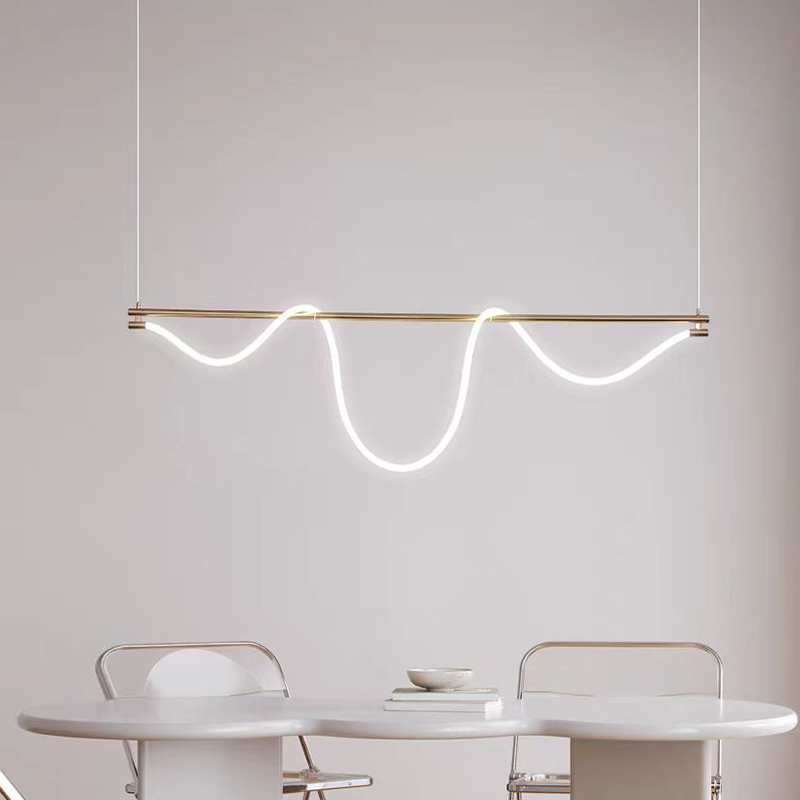 現代簡約餐廳吧台吊燈長條餐桌音符藝術設計師創意個性燈管線條燈