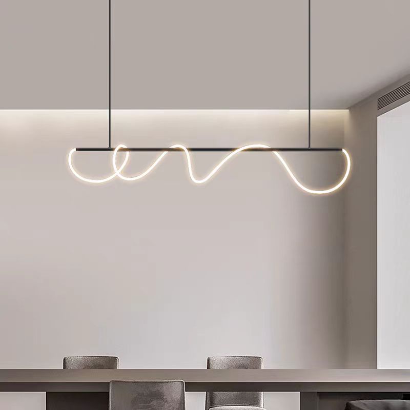 現代簡約餐廳吧台吊燈長條餐桌音符藝術設計師創意個性燈管線條燈