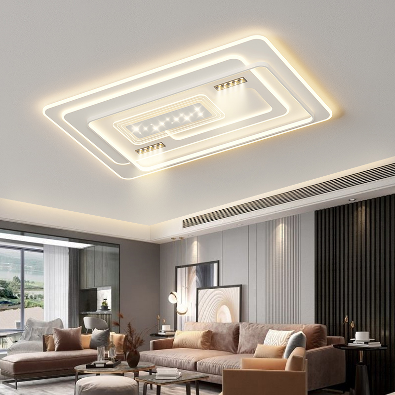 客廳創意燈2024新款帶射燈的吸頂燈現代簡約大氣燈具全屋套餐